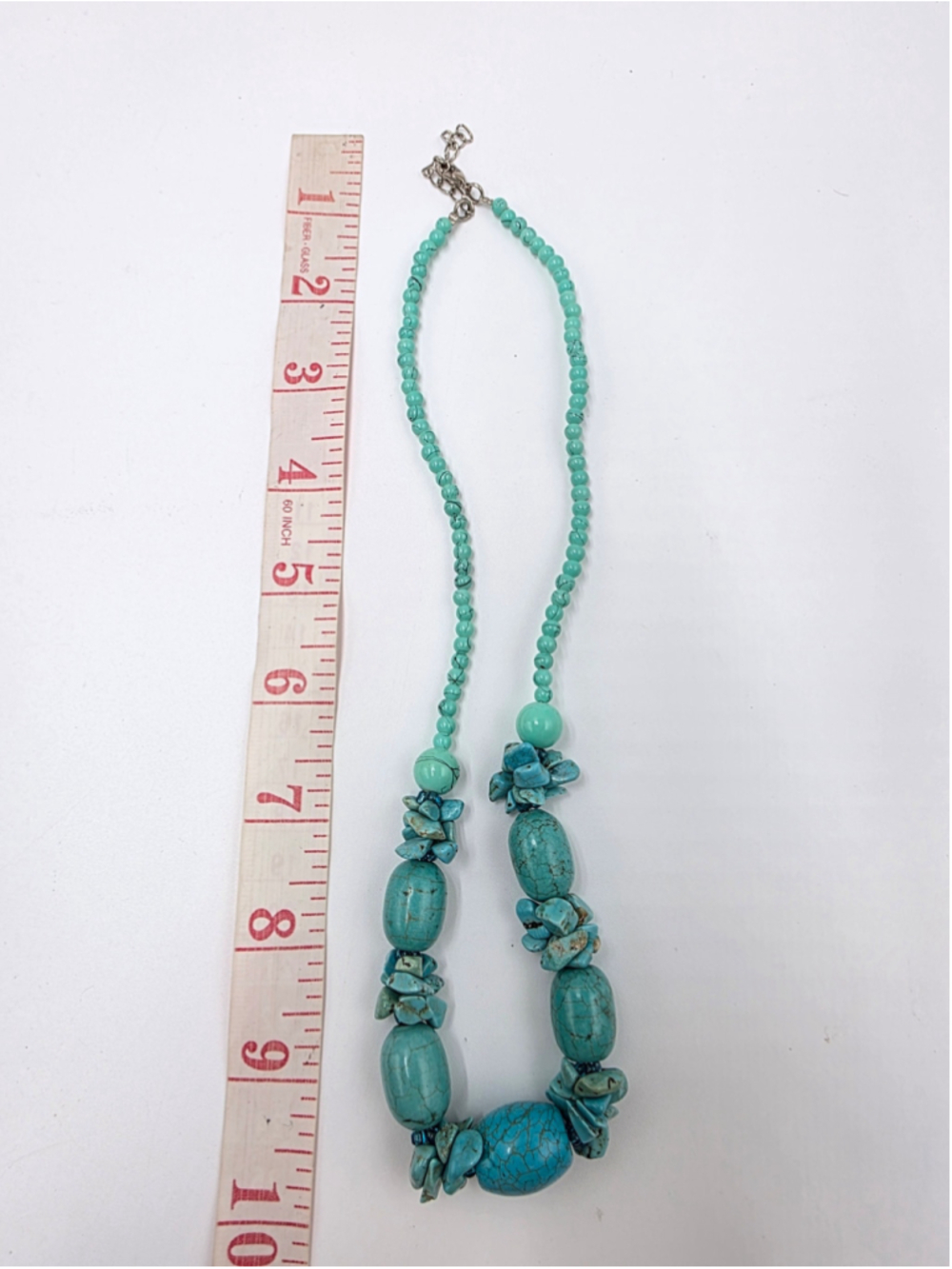 Vintage Turquoise Statement Beaded Necklace – Southwestern Boho Chunky - Picture 10 of 10